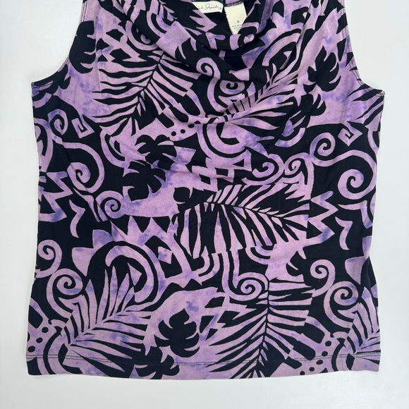 Vintage 90’s Y2K Abstract Floral Retro Cowl Neck Top Sz Small Goth Grunge Whimsy - Picture 6 of 10